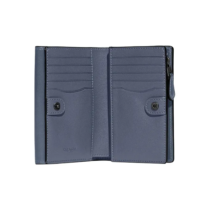 COACH Studio Tanned Leather Coin Purse Card Holder Handheld Wallet Medium Size Women's Dark Blue-1