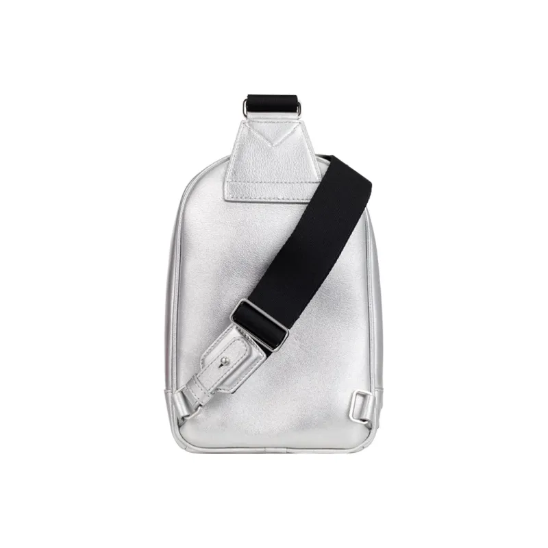 MONTBLANC M_Gram 4810 Cow Leather Sling Bag, Crossbody Bag Men's Silver White-1