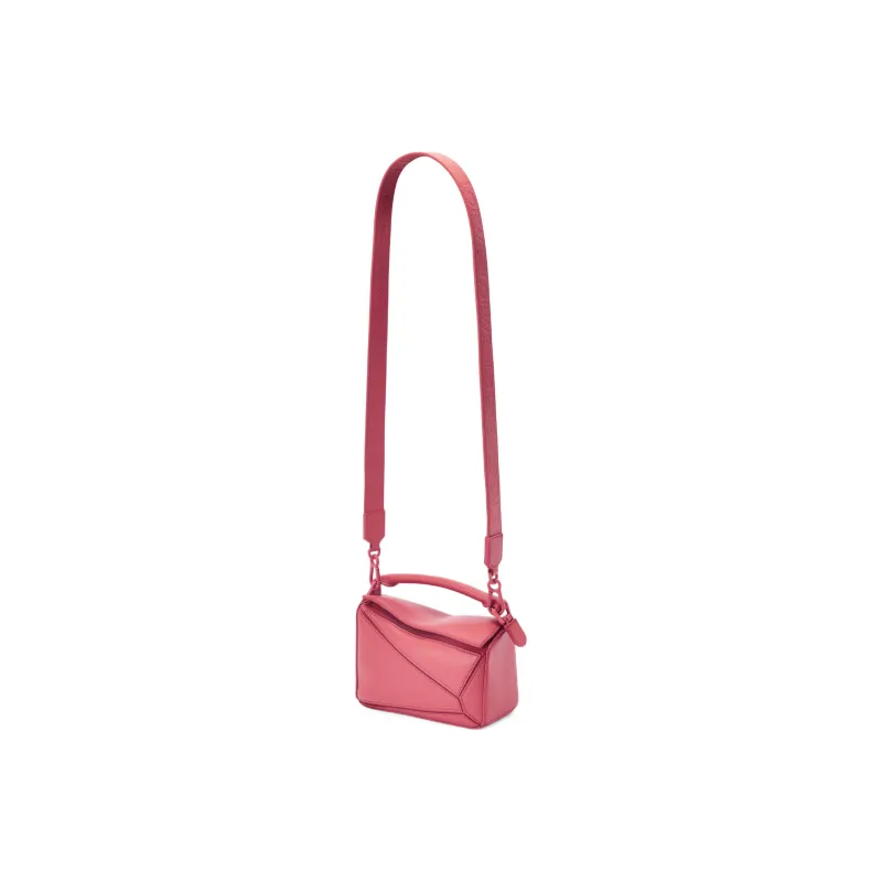 LOEWE Puzzle Satin Calfskin Handbag, Shoulder Bag, Crossbody Bag Mini Women's Pink-4