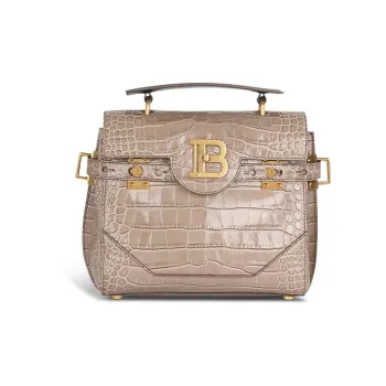 BALMAIN B-BUZZ Calfskin Shoulder Bag Women's Taupe