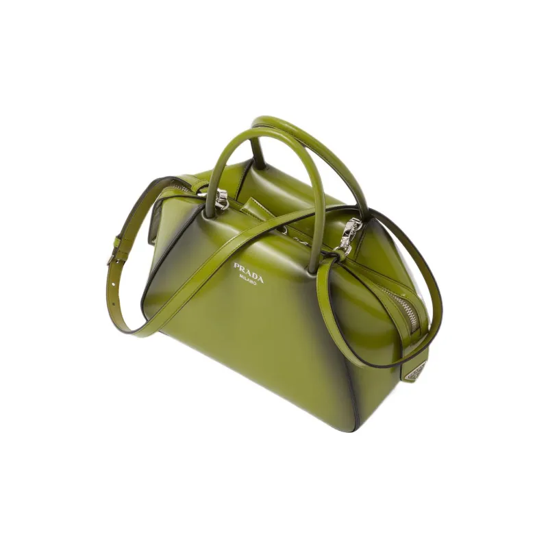 PRADA Shiny Leather Shoulder Bag Crossbody Bag Handbag Small Size Women's Ivy Green-2