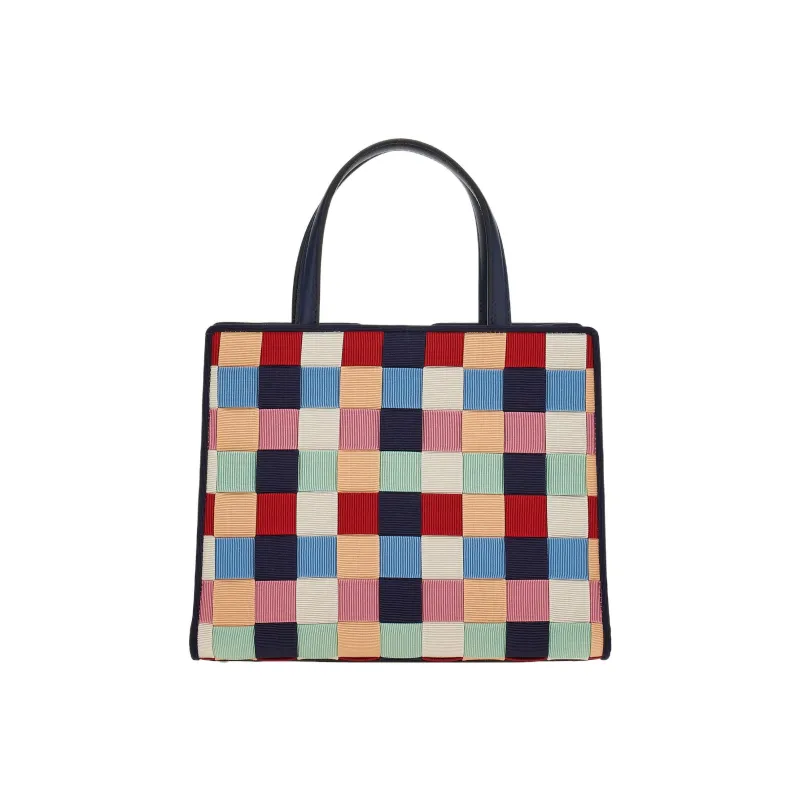 FERRAGAMO Vara Fabric Cow Leather Patchwork Tote Bag Shopping Bag Shoulder Bag Crossbody Bag Handbag Women's-2