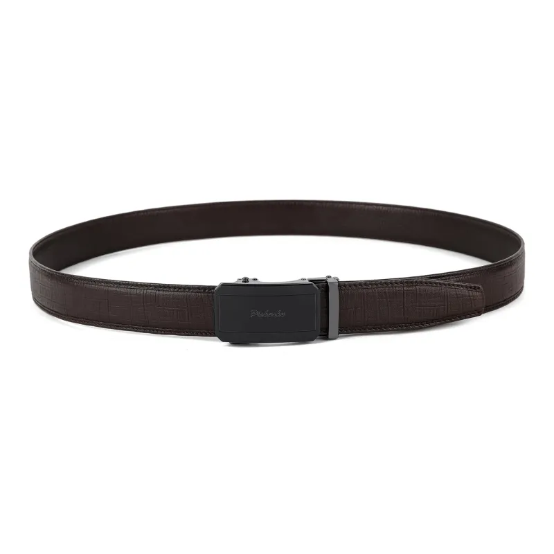 PISHUSHU Premium Selection Pressed Black Automatic Buckle Advanced Gift Feel Leather Belts Men's Width: 3.5cm-13