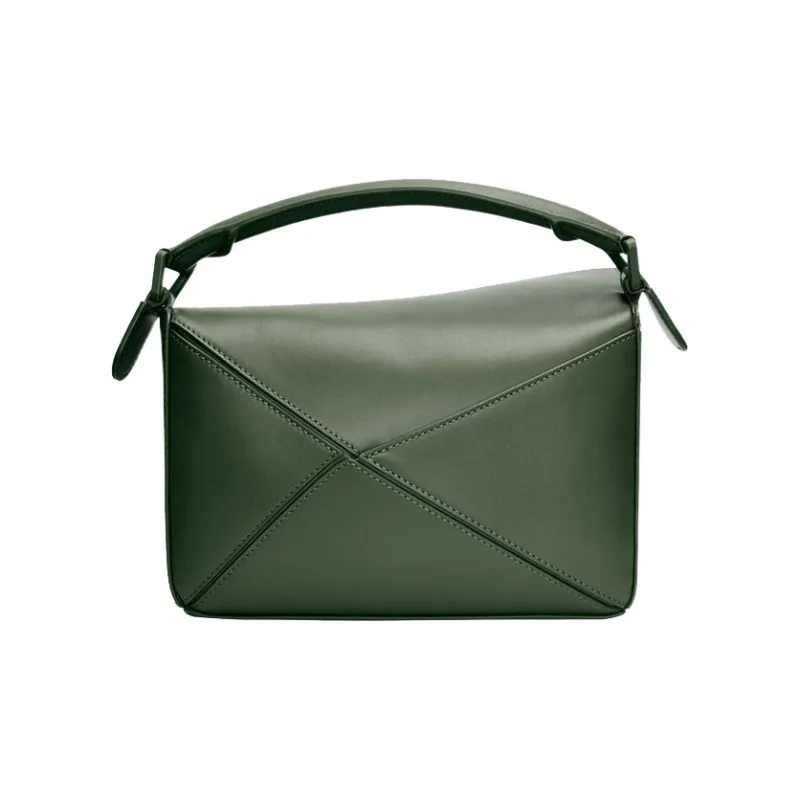 LOEWE Puzzle Bag In Satin Calfskin Small Vintage Khaki-4
