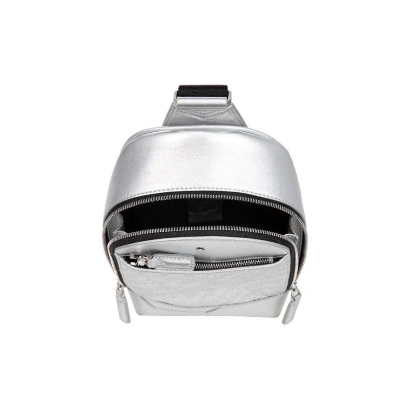MONTBLANC M_Gram 4810 Cow Leather Sling Bag, Crossbody Bag Men's Silver White-3