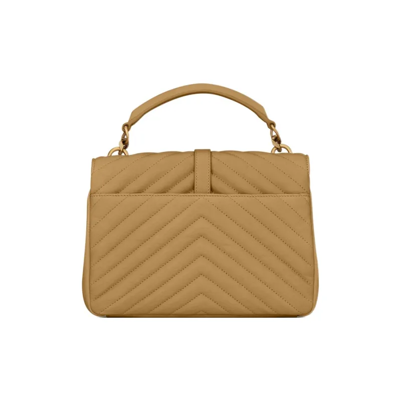 SAINT LAURENT College Lambskin Portable Crossbody Bag Shoulder Bag Medium Size Women's Golden Olive-3