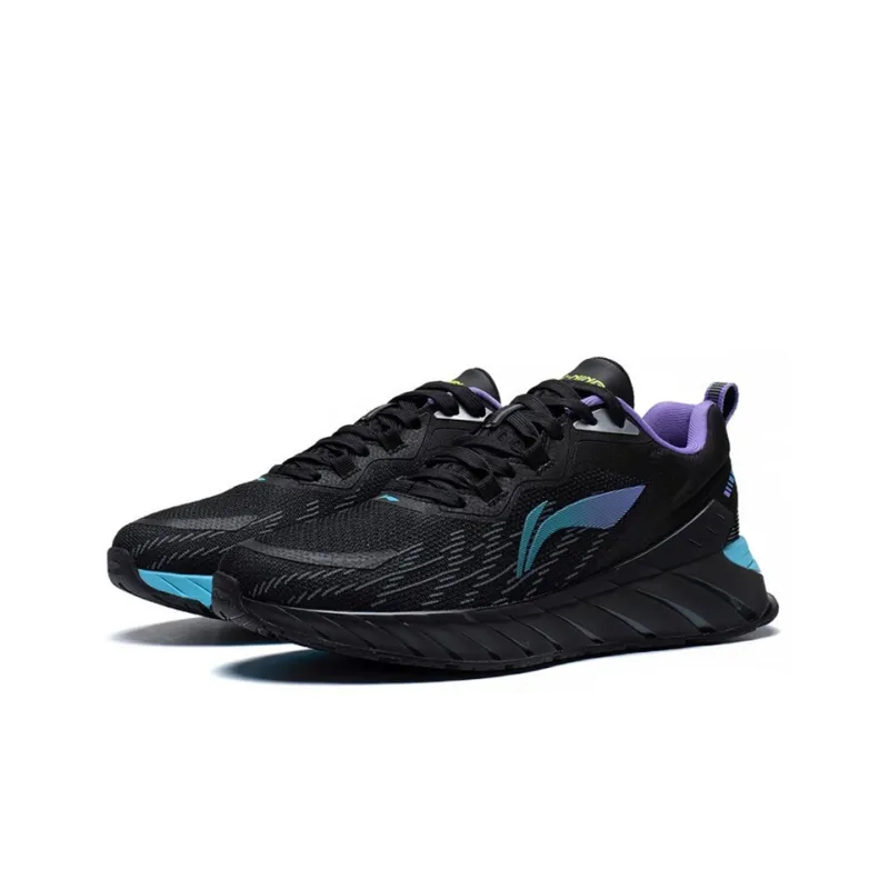LiNing Wear Resistant Low Top Running Shoes Men's Black Blue-2