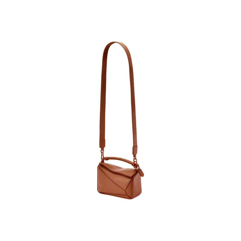 LOEWE Puzzle Satin Calfskin Handbag, Shoulder Bag, Crossbody Bag Mini Women's Brown-4