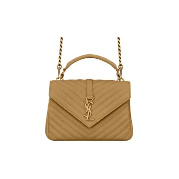 SAINT LAURENT College Lambskin Portable Crossbody Bag Shoulder Bag Medium Size Women's Golden Olive