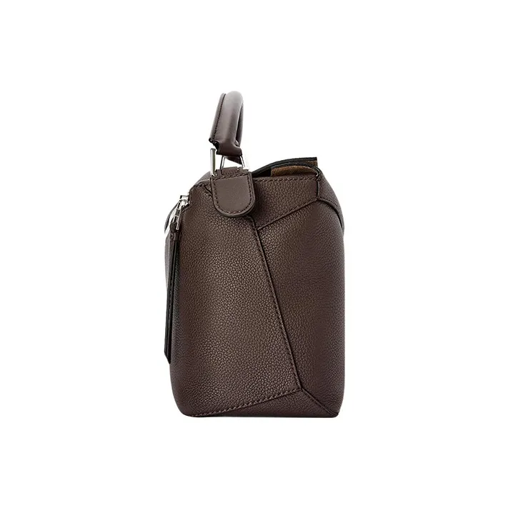 LOEWE Puzzle Grain Calfskin Handbag, Shoulder Bag, Crossbody Bag Tubas Men's Coffee-3