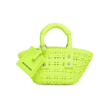 Balenciaga Polyester Basket Bag Hand Held Shoulder Crossbody Bag Extra Small Women's Neon Green