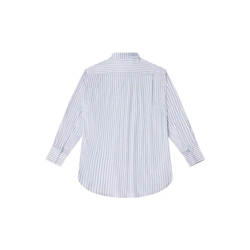 OPICLOTH Shirts Unisex White Base With Blue Stripes