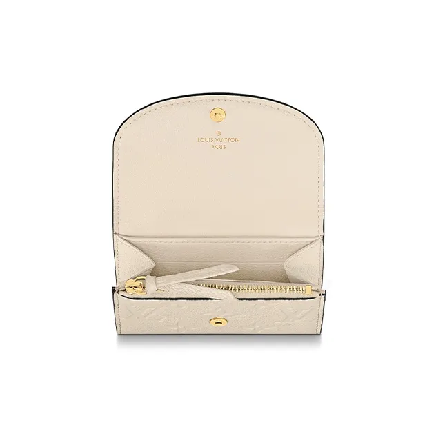 LOUIS VUITTON Rosalie Soft Grained Cow Leather Card Holder Wallet Women's Beige-3