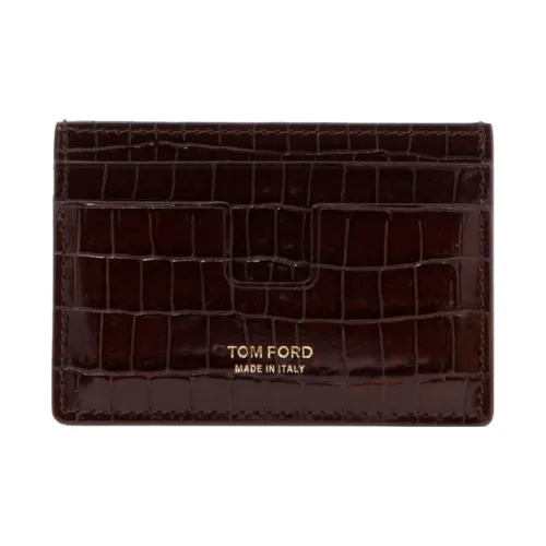 TOM FORD Crocodile Pattern Leather Card Holder Men's Brown