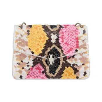 BVLGARI Serpenti Forever Calfskin Shoulder Bag, Crossbody Bag Medium Size Women's Multicolor