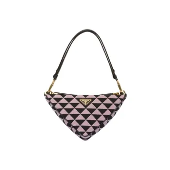 PRADA Triangle Leather With Fabric Triangle Bag Handbag Handbag Mini Women's Pink/Black