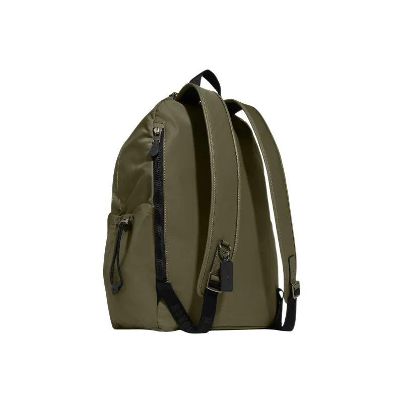 COACH Ma Natural Smooth Calfskin Detail Backpack Large Size Men's Olive Green-1