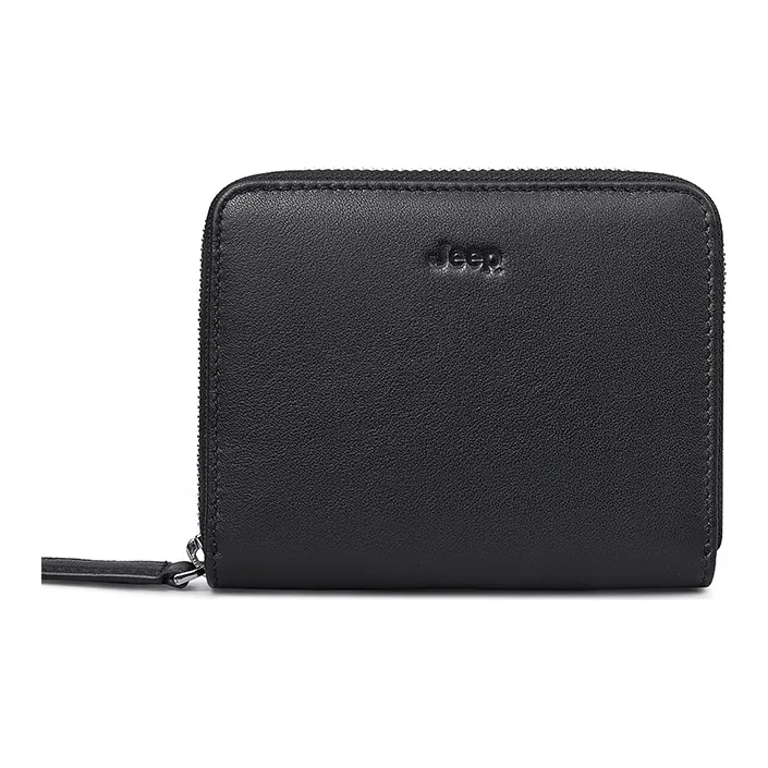 Jeep Cow Leather Key Pouch Wallet Card Holder Small Size Unisex Black-1