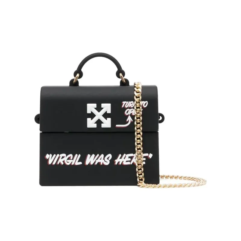 OFF-WHITE Polycarbonate Protective Case Portable Crossbody Bag Shoulder Bag Earphone Case Women's Black-0