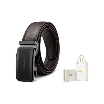 PISHUSHU Premium Selection Pressed Black Automatic Buckle Advanced Gift Feel Leather Belts Men's Width: 3.5cm