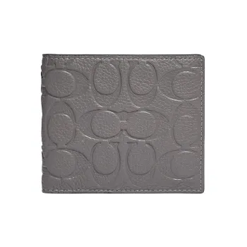 COACH Soft Polished Pebbled Leather Card Holder, Wallet Men's Gray