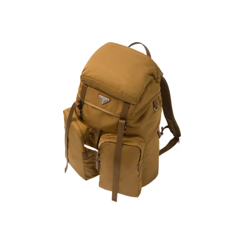 PRADA Recycled Nylon Saffiano Leather Backpack Regular Men's Khaki-2