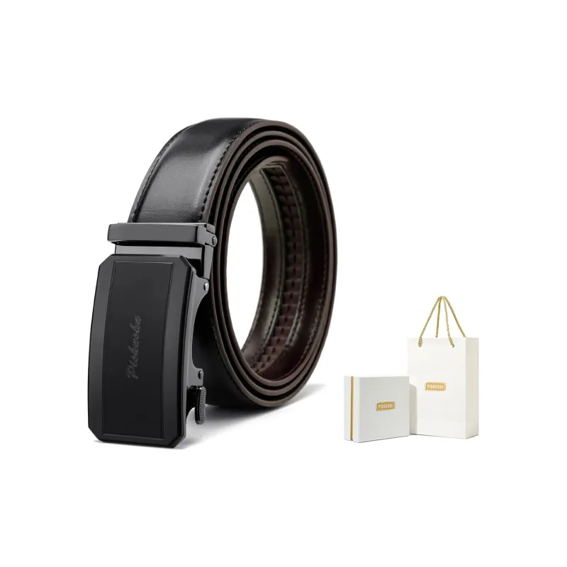 PISHUSHU Premium Selection Pressed Black Automatic Buckle Advanced Gift Feel Leather Belts Men's Width: 3.5cm-4