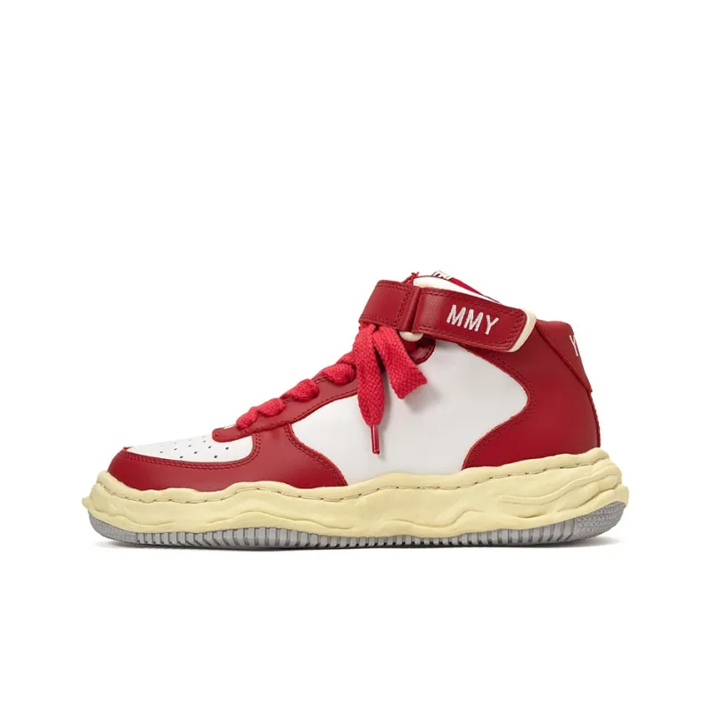 MIHARA YASUHIRO Wayne High Top Skateboard Shoes Unisex White Red-0