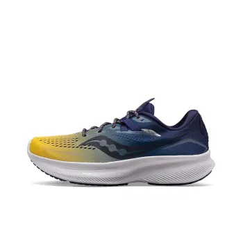 Saucony Ride 15 Cushioning Low-Top Running Shoes Men's Blue Yellow