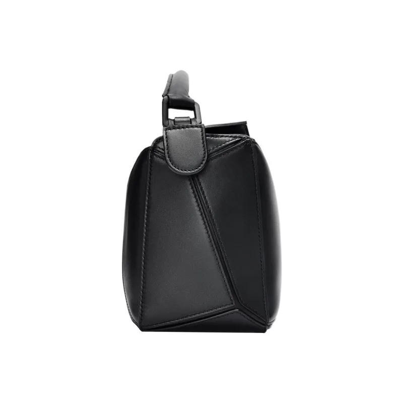 LOEWE Puzzle Bag In Satin Calfskin Small Black-3