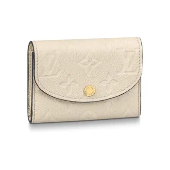 LOUIS VUITTON Rosalie Soft Grained Cow Leather Card Holder Wallet Women's Beige