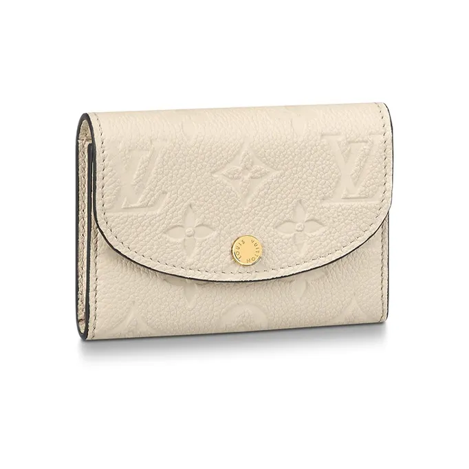 LOUIS VUITTON Rosalie Soft Grained Cow Leather Card Holder Wallet Women's Beige-0