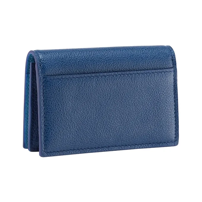 BVLGARI Calfskin Card Holder Men's Blue-2