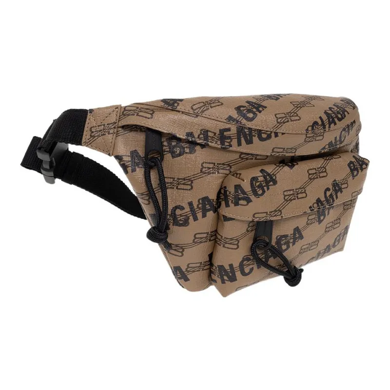 Balenciaga Canvas Canvas Bag Fanny Pack Medium Size Men's Brown-1