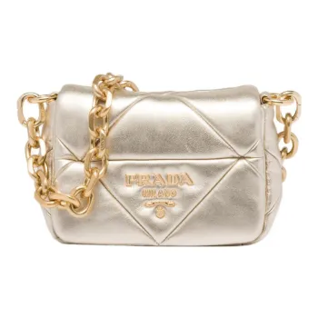 PRADA Nappa Leather Handbag Shoulder Bag Women's Light Gold