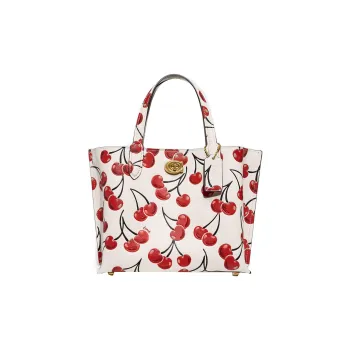 COACH Willow Cow Leather Tote Bag Shopping Bag Handbag Shoulder Bag Crossbody Bag Medium Size Women's Pink White