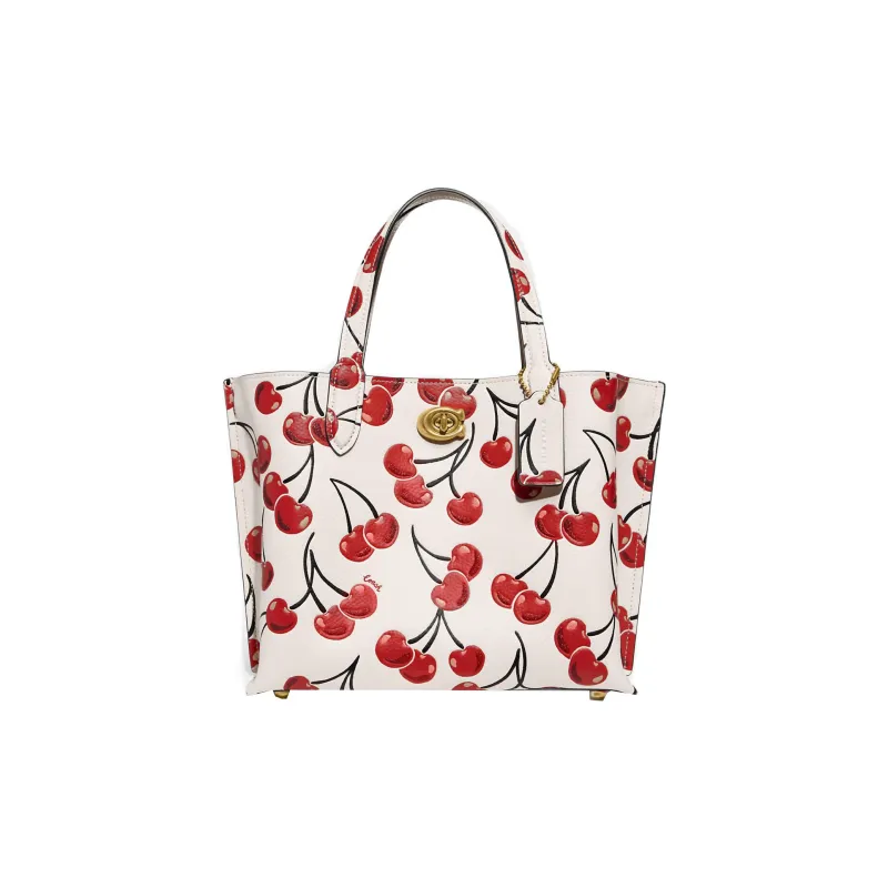 COACH Willow Cow Leather Tote Bag Shopping Bag Handbag Shoulder Bag Crossbody Bag Medium Size Women's Pink White-0