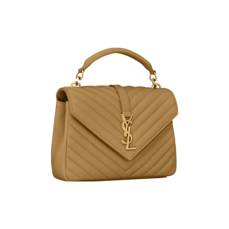 SAINT LAURENT College Lambskin Portable Crossbody Bag Shoulder Bag Medium Size Women's Golden Olive-2