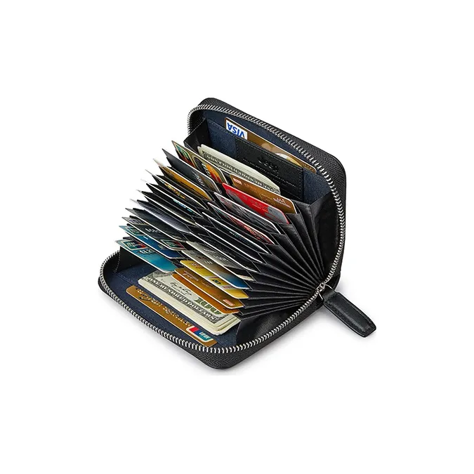 Jeep Cow Leather Key Pouch Wallet Card Holder Small Size Unisex Black-3