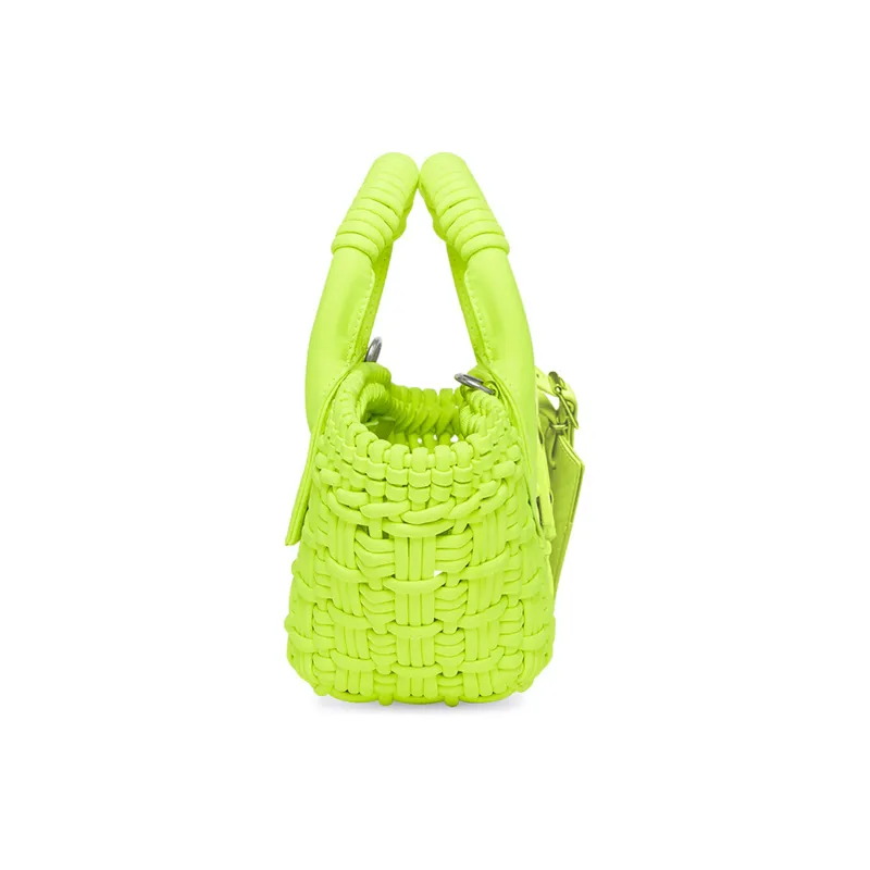 Balenciaga Polyester Basket Bag Hand Held Shoulder Crossbody Bag Extra Small Women's Neon Green-3