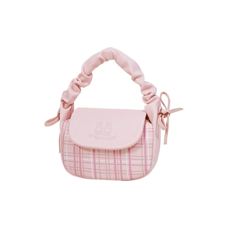Miffy PU Saddle Bag, Shoulder Bag, Crossbody Bag, Handbag Small Size Women's Ecru/Pink-5