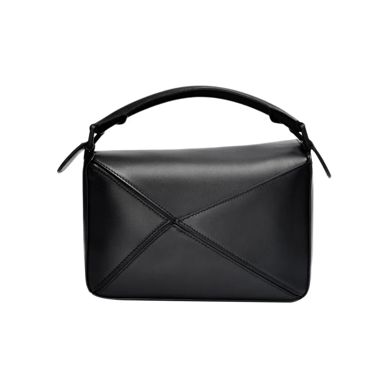 LOEWE Puzzle Bag In Satin Calfskin Small Black-1
