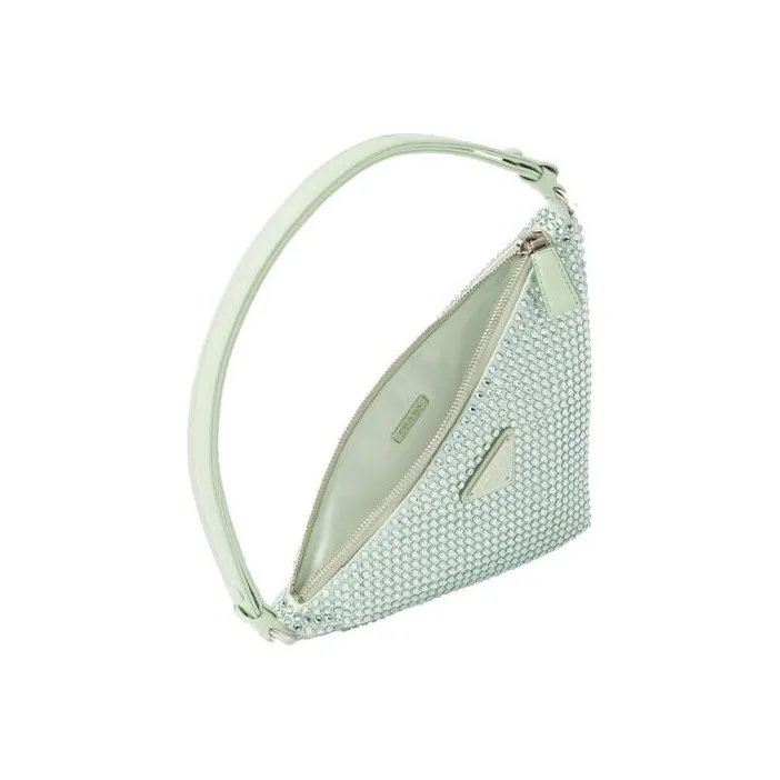 PRADA Fabric Clutches Handbags Women's Aqua Green-3