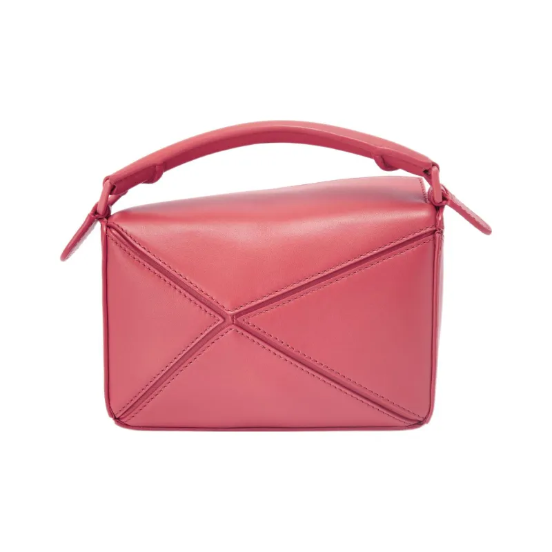 LOEWE Puzzle Satin Calfskin Handbag, Shoulder Bag, Crossbody Bag Mini Women's Pink-3