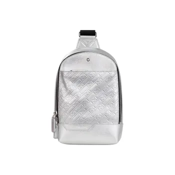 MONTBLANC M_Gram 4810 Cow Leather Sling Bag, Crossbody Bag Men's Silver White