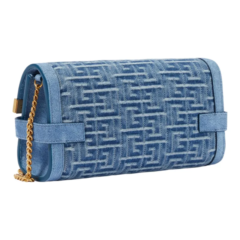 BALMAIN B-BUZZ Denim Fabric Shoulder Bag Crossbody Bag Women's Blue-1