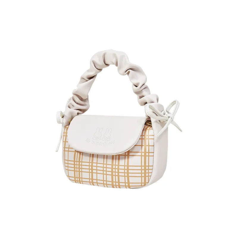 Miffy PU Saddle Bag, Shoulder Bag, Crossbody Bag, Handbag Small Size Women's Ecru/Pink-1