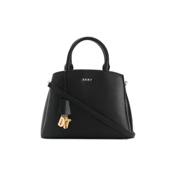 DKNY Leather Tote Bag Shopping Bag Shoulder Bag Crossbody Bag Handbag Medium Size Women's Black