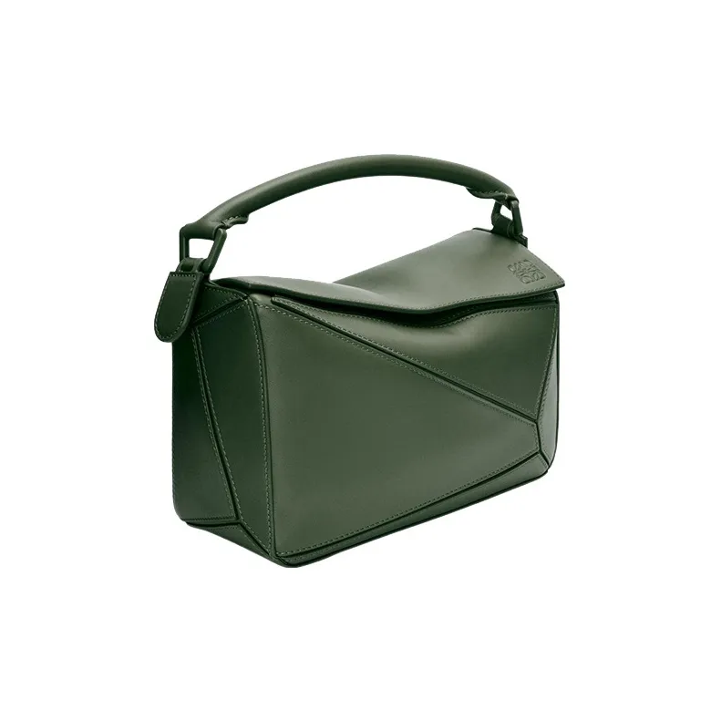 LOEWE Puzzle Bag In Satin Calfskin Small Vintage Khaki-2