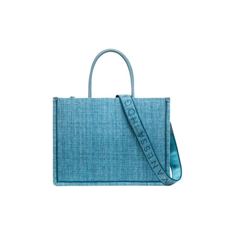 VANESSA HOGAN Fabric Tote Bag Shopping Bag Shoulder Bags Large Size Women's Blue-2